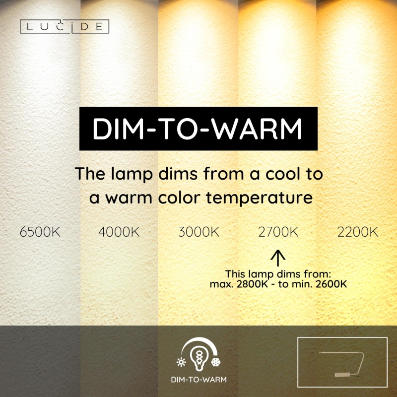 Lucide MADISON - Stolná lampa - LED Dim. - 1x6,5W 2600K/2800K - Taupe